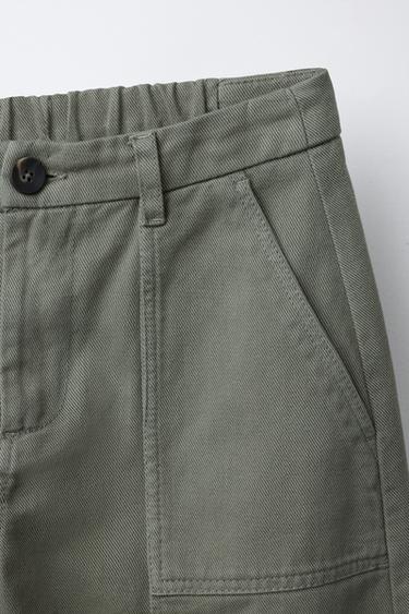 BARREL TROUSERS WITH SEAM DETAIL - Olive green by Zara - Image 2