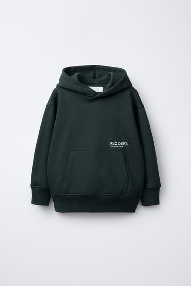SLOGAN PRINT HOODIE - Dark bottle green by Zara