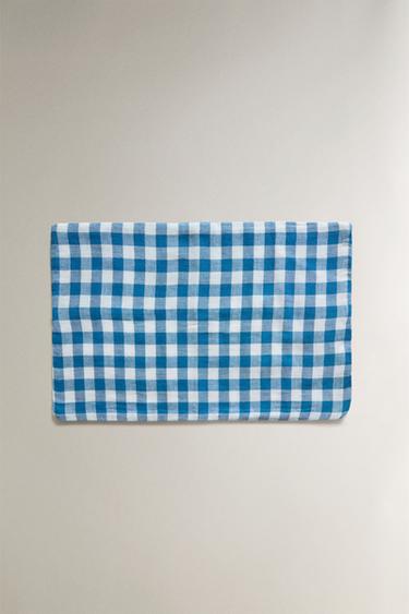 CHECK COT PILLOWCASE AND FLAT SHEET SET - Bluish by Zara - Image 1
