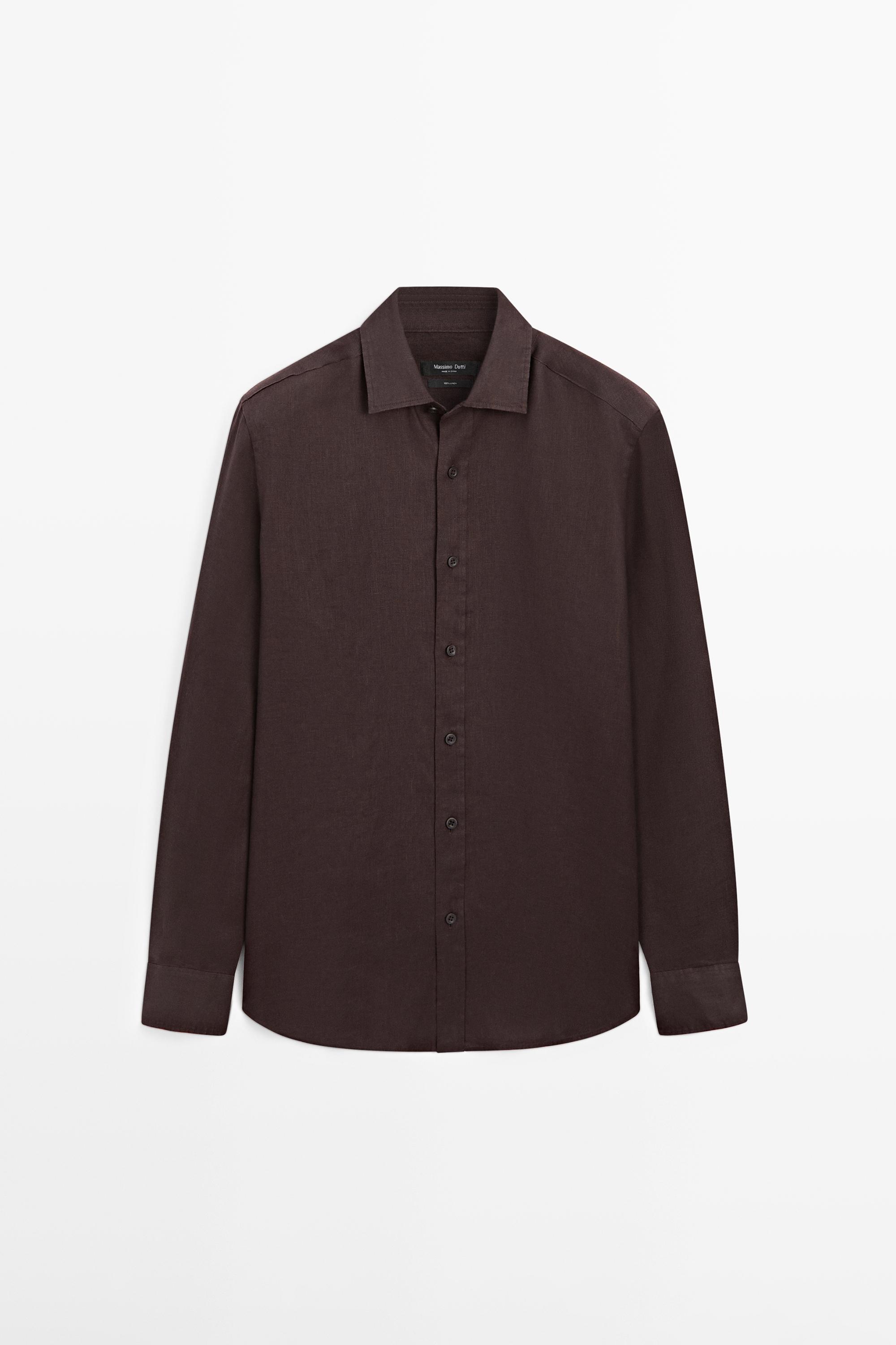 Slim fit 100% linen shirt — white