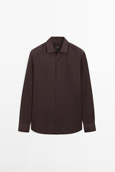 Zara Slim fit 100% linen shirt - white