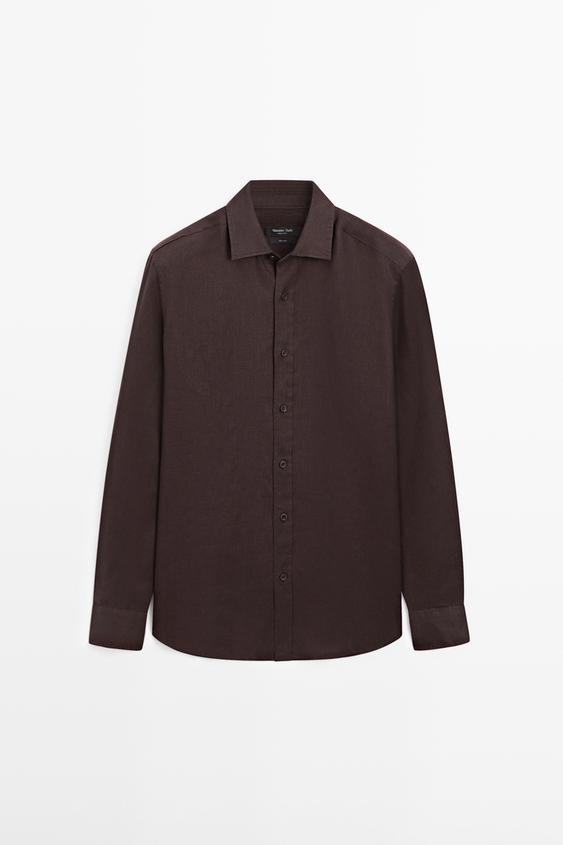 Zara Slim fit 100% linen shirt - white - Image 0