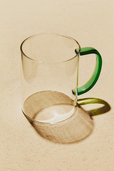 BOROSILICATE GLASS MUG WITH COLOURED HANDLE - Green by Zara - Image 5
