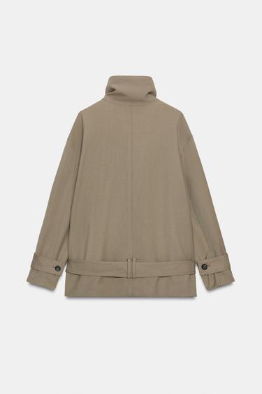 VESTE FLUIDE À CEINTURE ZW COLLECTION - Vison de Zara - Image 7