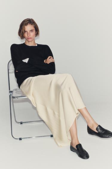 SAPATO RASO EM PELE - Preto da Zara