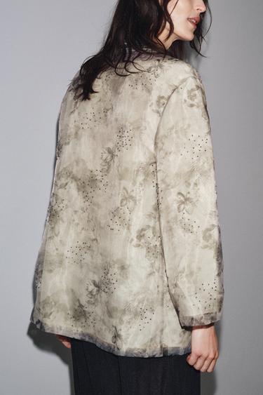 KIMONO EN ORGANZA IMPRIMÉ FANTAISIE - Gris taupe de Zara - Image 2