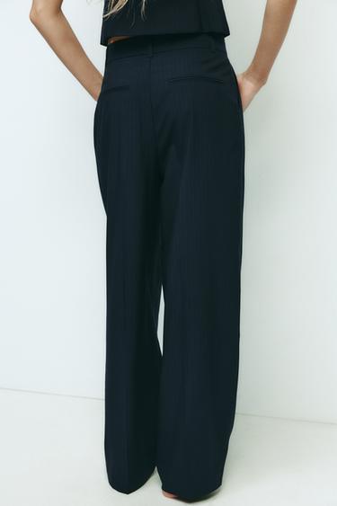 PINSTRIPE PLEATED TROUSERS - Navy blue by Zara - Image 2