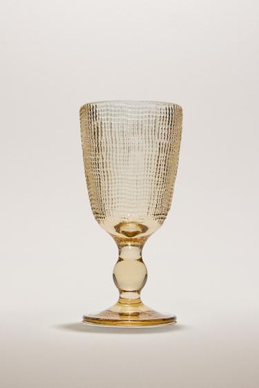 RAISED DESIGN WINE GLASS - Brown by Zara