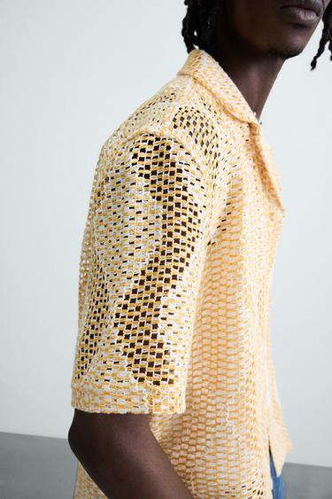 CROCHET TEXTURED SHIRT - Yellow by Zara - Image 5