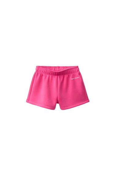 CALÇÕES BERMUDA SPORTY COM MENSAGEM EM RELEVO - Fúcsia da Zara