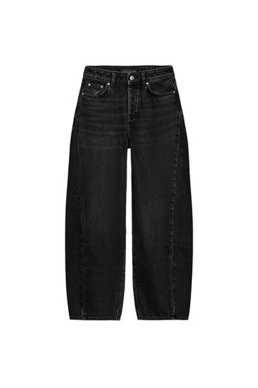 Z1975 HIGH-WAIST SEAMED BARREL JEANS - Black by Zara