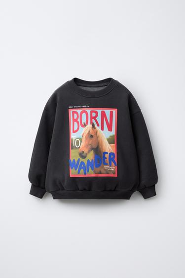 HORSE PRINT SWEATSHIRT - Anthracite grey by Zara