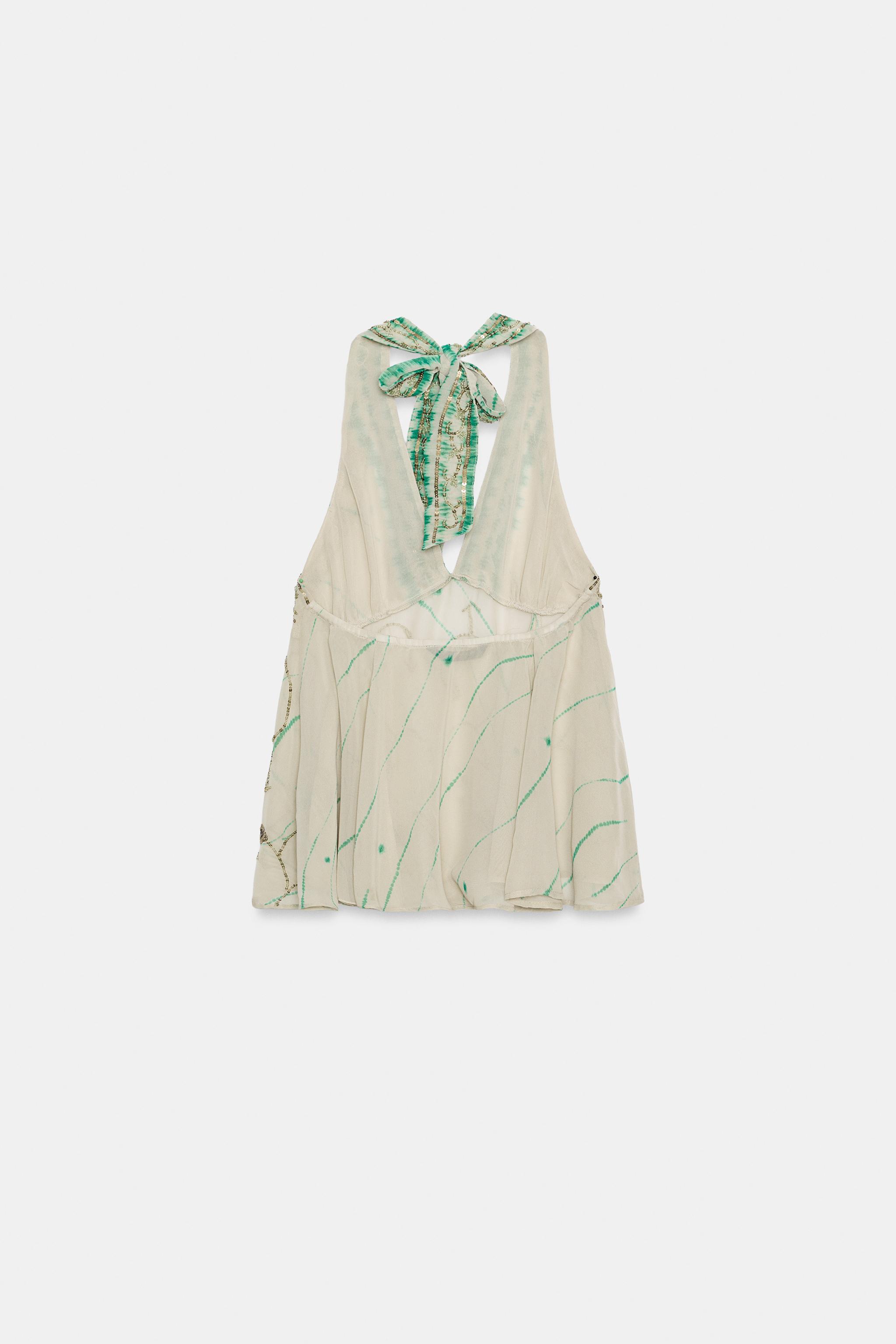 Zara İşlemeli Desenli Halter Top görsel 6