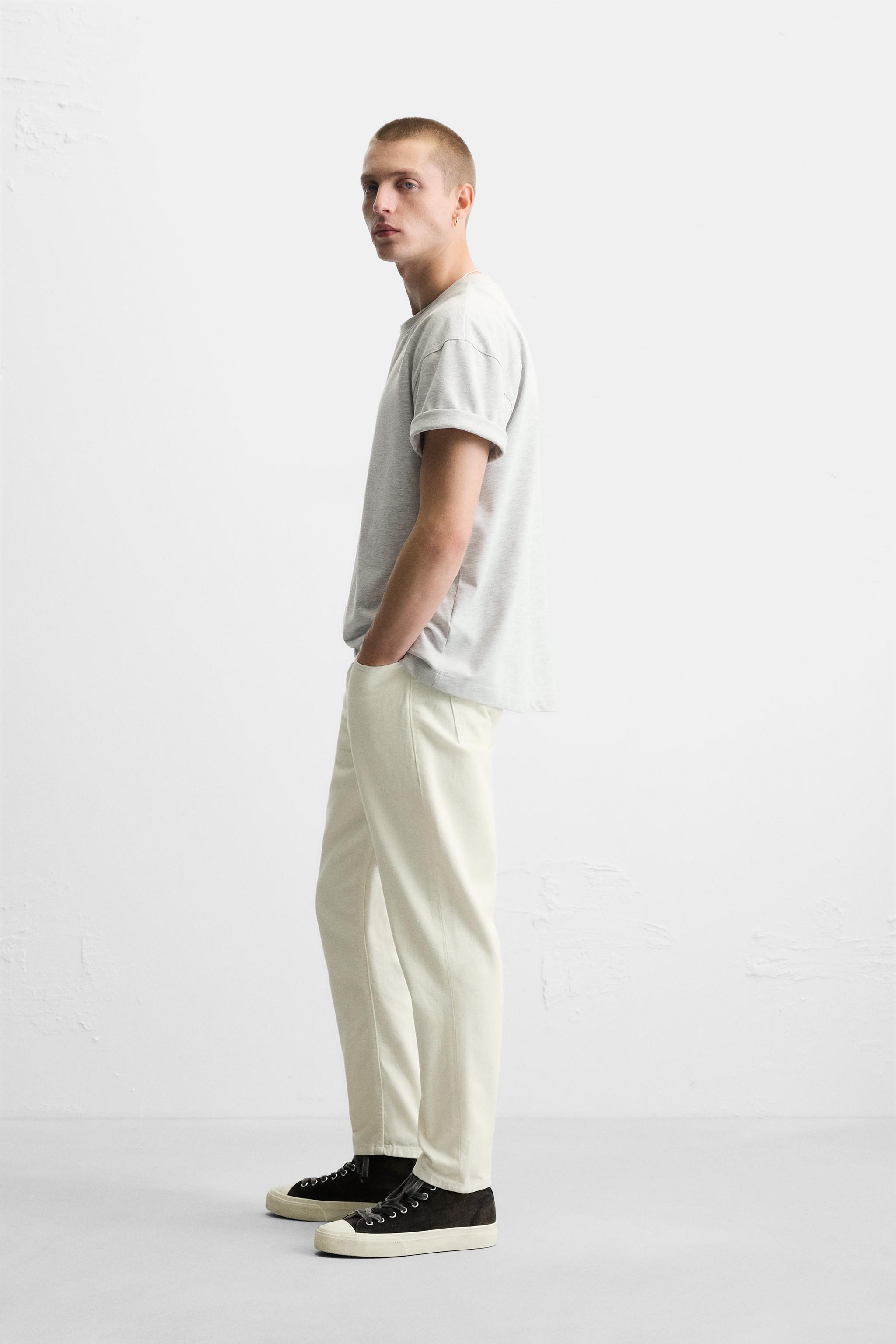 V12 ホワイト スリムフィットパンツ スリムフィットクロップドジーンズ - オフホワイト | ZARA Japan