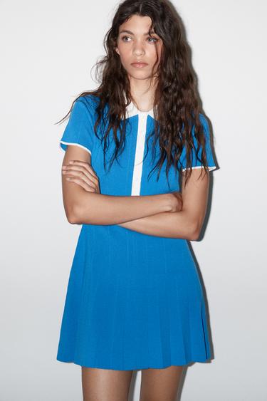 KNIT SHIRT DRESS - Blue by Zara