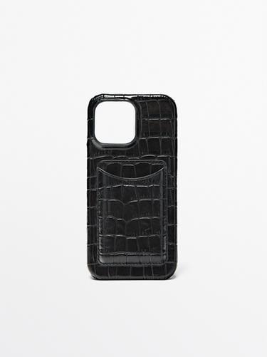 Funda iPhone pro max 16 piel napa - Negro de Zara