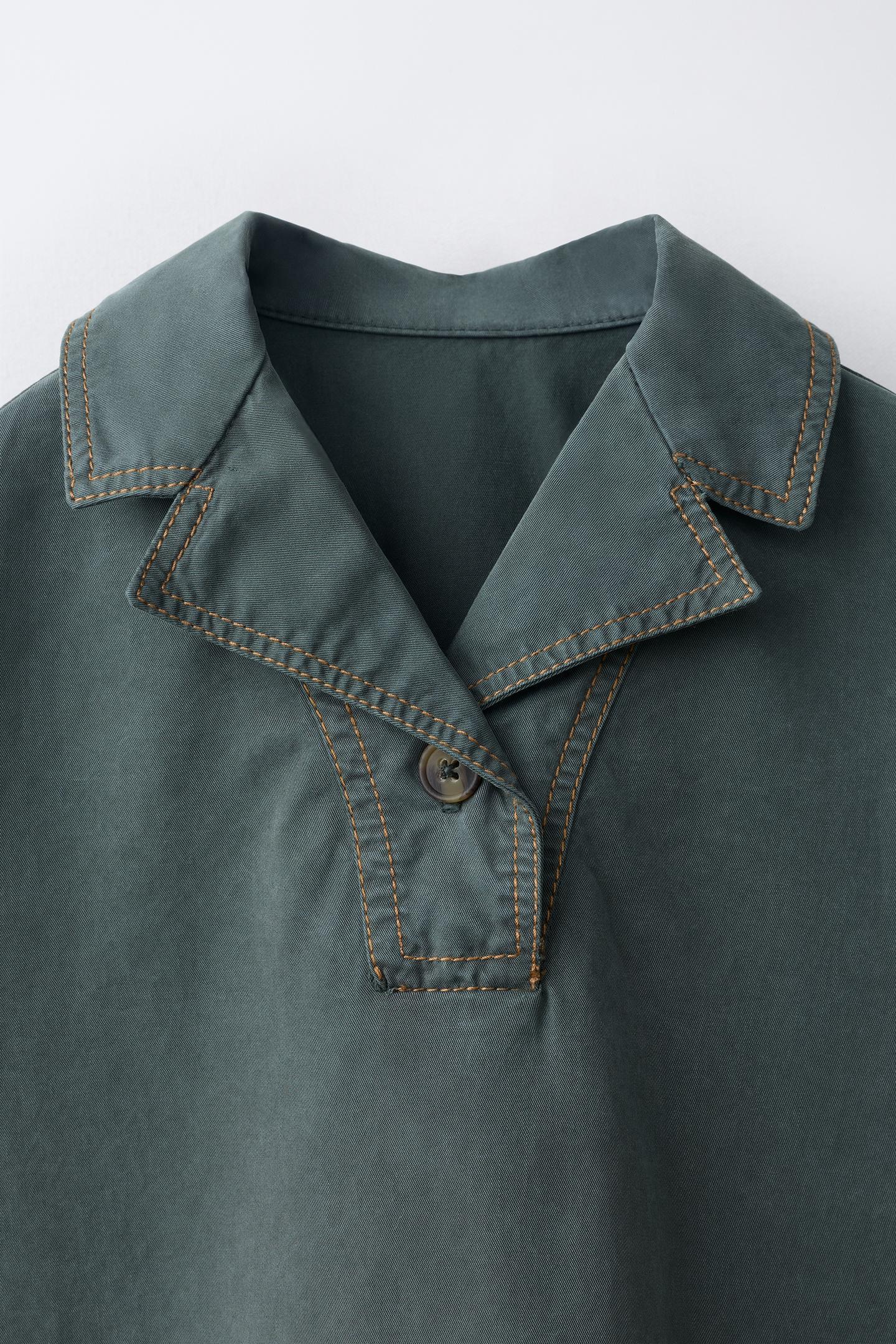 Детское платье Zara Timeless - Flowy Shirt Dress, цвет: Зелёный — фото 6