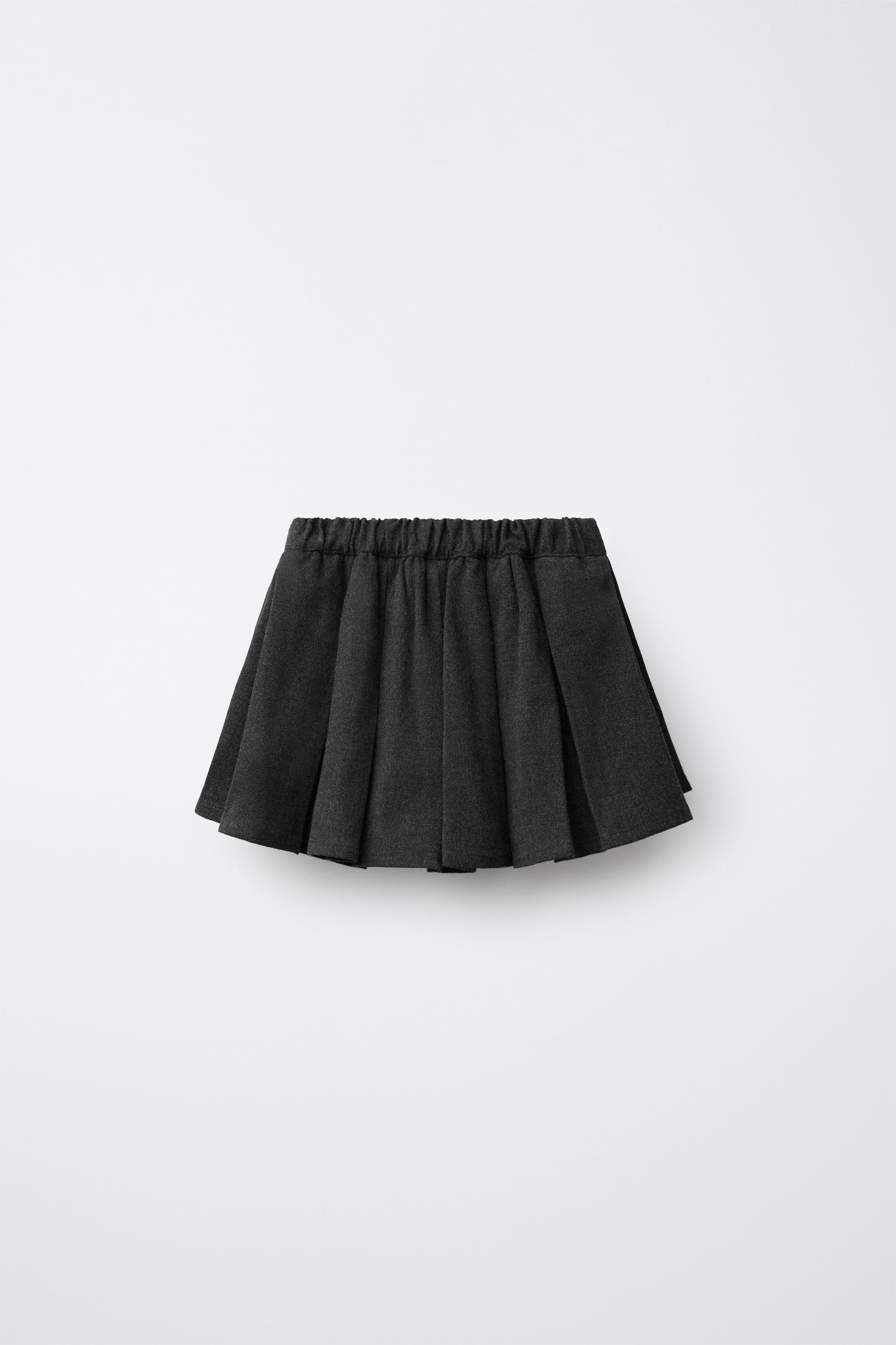 PLEATED SKIRT WITH BOW APPLIQUÉ — Gray marl