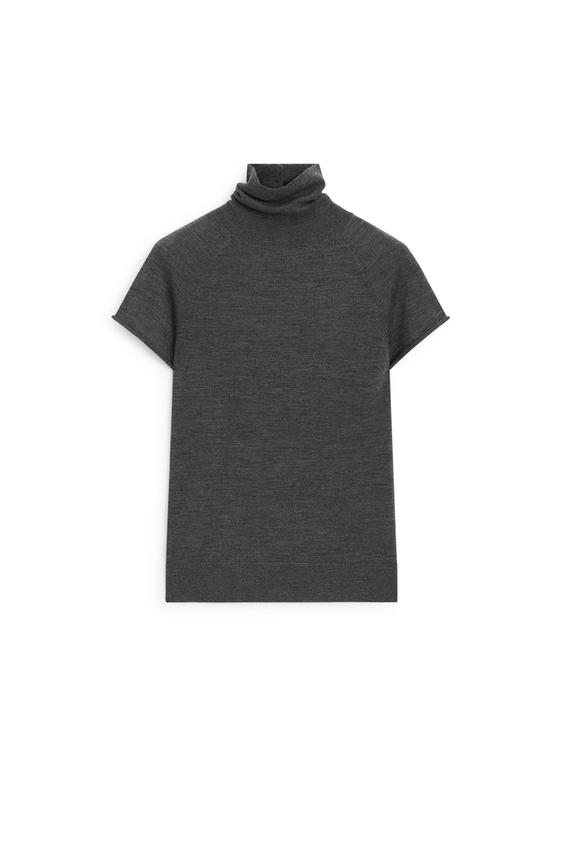Zara 100% wool short sleeve knit sweater - LIMITED EDITION - Mid-gray - Image 0