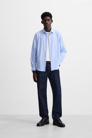 CAMISA ELÁSTICA ESTRUCTURA - Celeste de Zara - Imagen 0