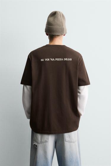 PIZZERIA LA MONTECARLO PRINT T-SHIRT - Brown by Zara - Image 2