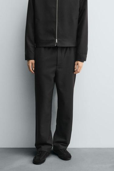 Zara REGULAR FIT JOGGER WAIST PANTS - Black