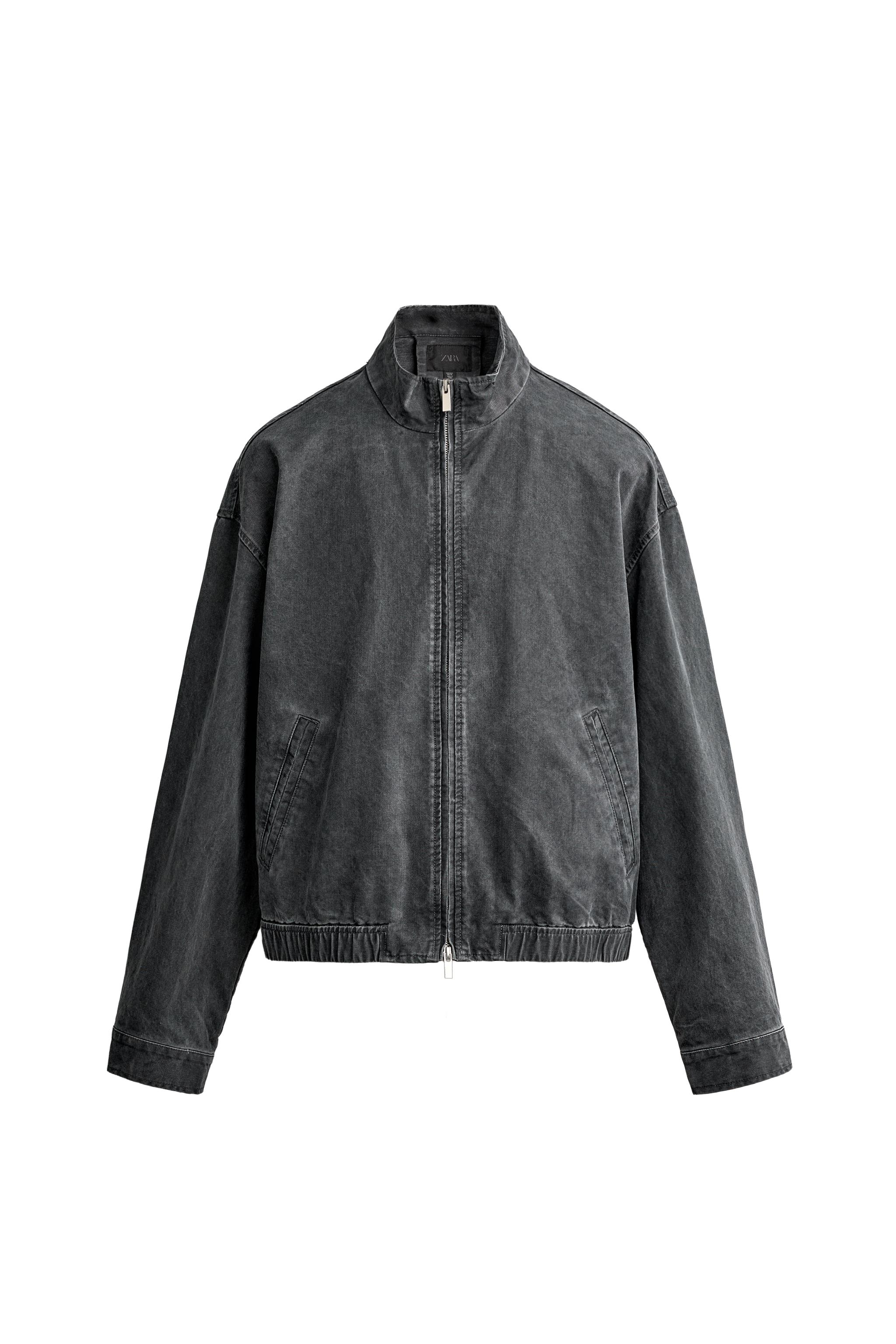 ユーズド加工クロップドフィットジャケット - カーキ | ZARA Japan / 日本