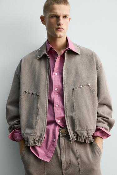 BLOUSON COUPE DÉCONTRACTÉE À CLOUS - Sable / Chiné de Zara - Image 5