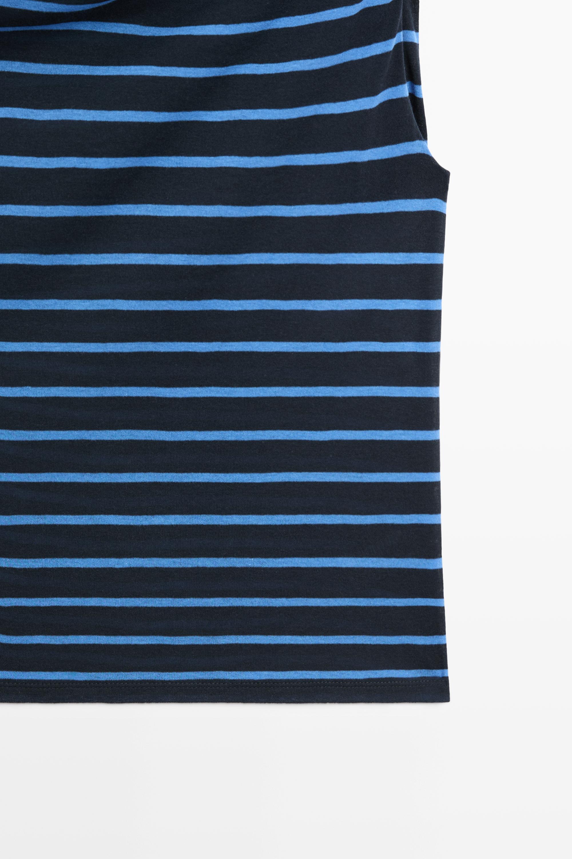 Striped cotton top with draped detail