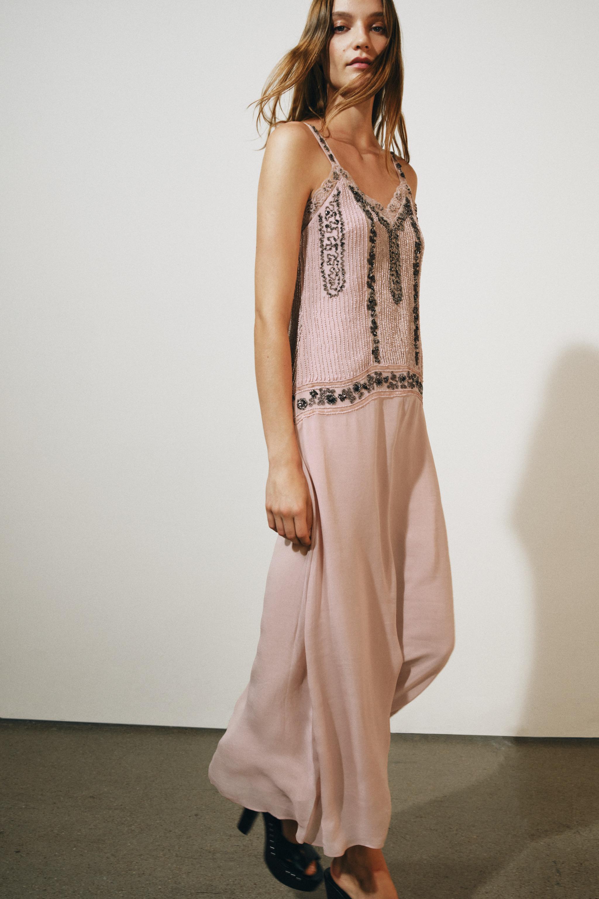 ZW COLLECTION BEADED DRESS — Pink / White