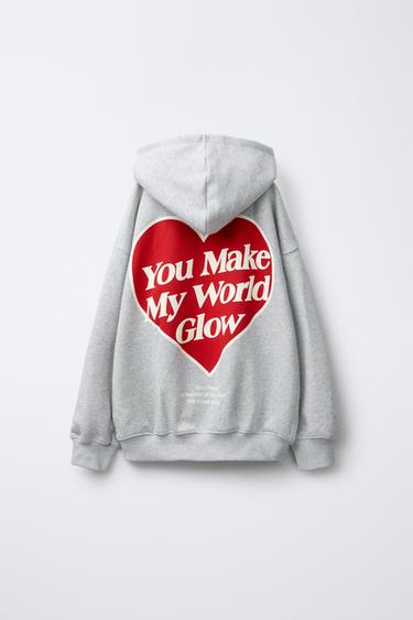HEART PRINT SWEATSHIRT - Grey marl by Zara