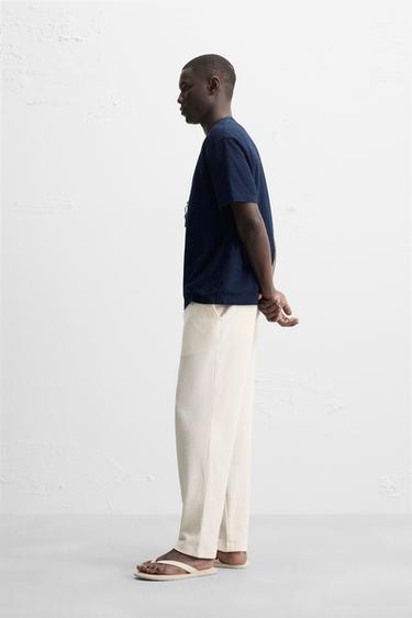 TEXTURED CHINO TROUSERS - Ecru by Zara - Image 3