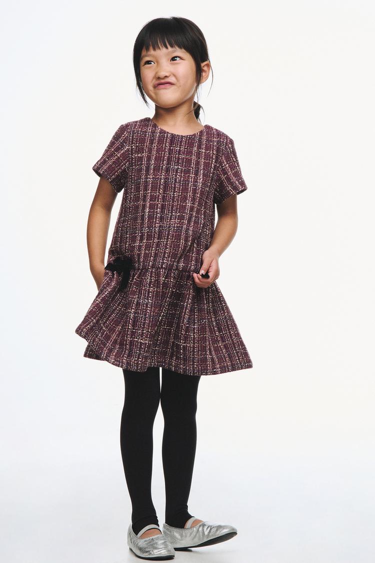 STRUCTURED BOW DRESS — Dark purple