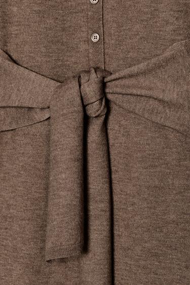 KNIT MIDI DRESS WITH BELT - Brown / Taupe by Zara - Image 6