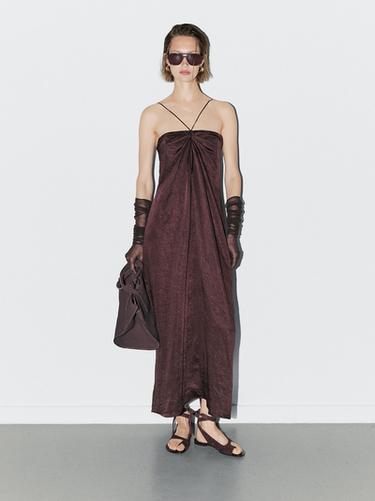 Vestido midi satinado drapeado - STUDIO - varios de Zara
