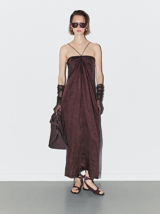 Draped satin midi dress - STUDIO
