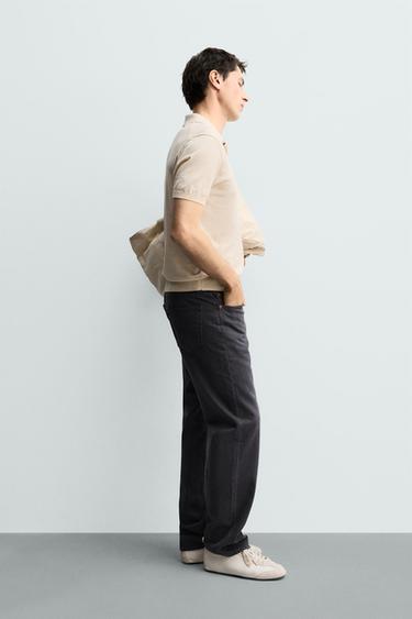 POLO REGULAR FIT EN COTON ET EN LIN - Écru de Zara - Image 3