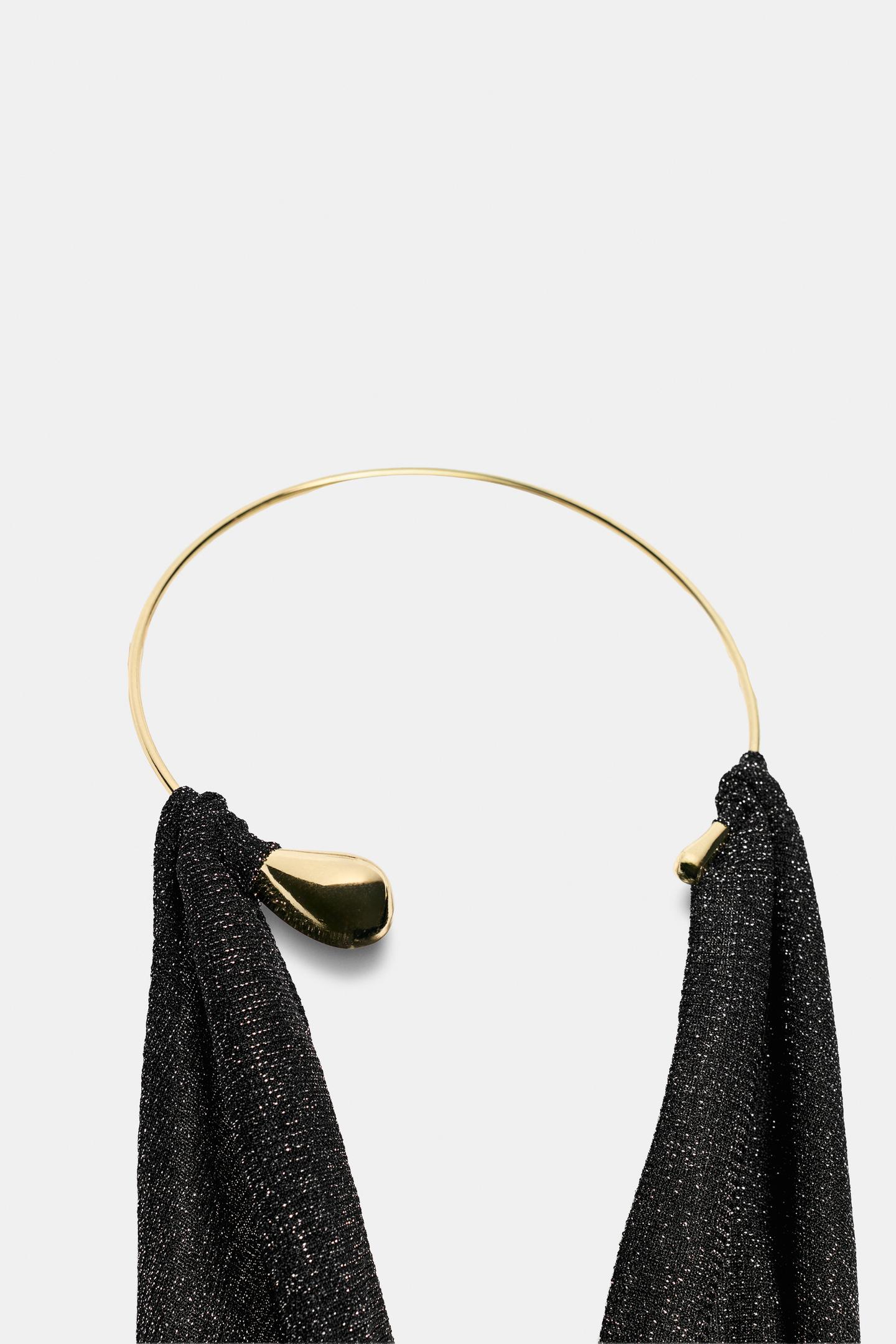 Женский топ Zara Metallic Choker Top, цвет: Чёрный — фото 7