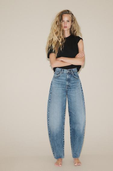 HIGH-WAIST TRF BARREL JEANS - Blue by Zara - Image 1
