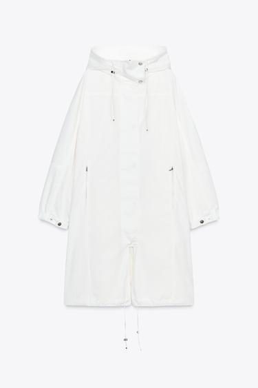 Zara OVERSIZED MULTI-POSITION HOODED PARKA ZW COLLECTION - White