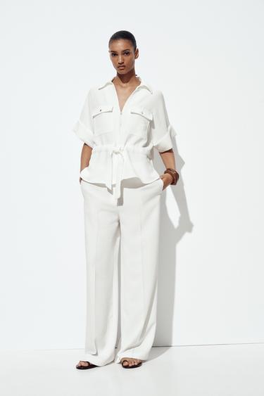 SAFARI SHIRT - Oyster-white by Zara