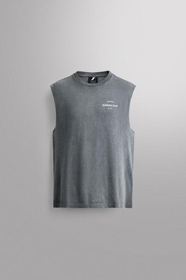 CAMISETA TANK RUNNING ALGODÓN - Azul lavado de Zara