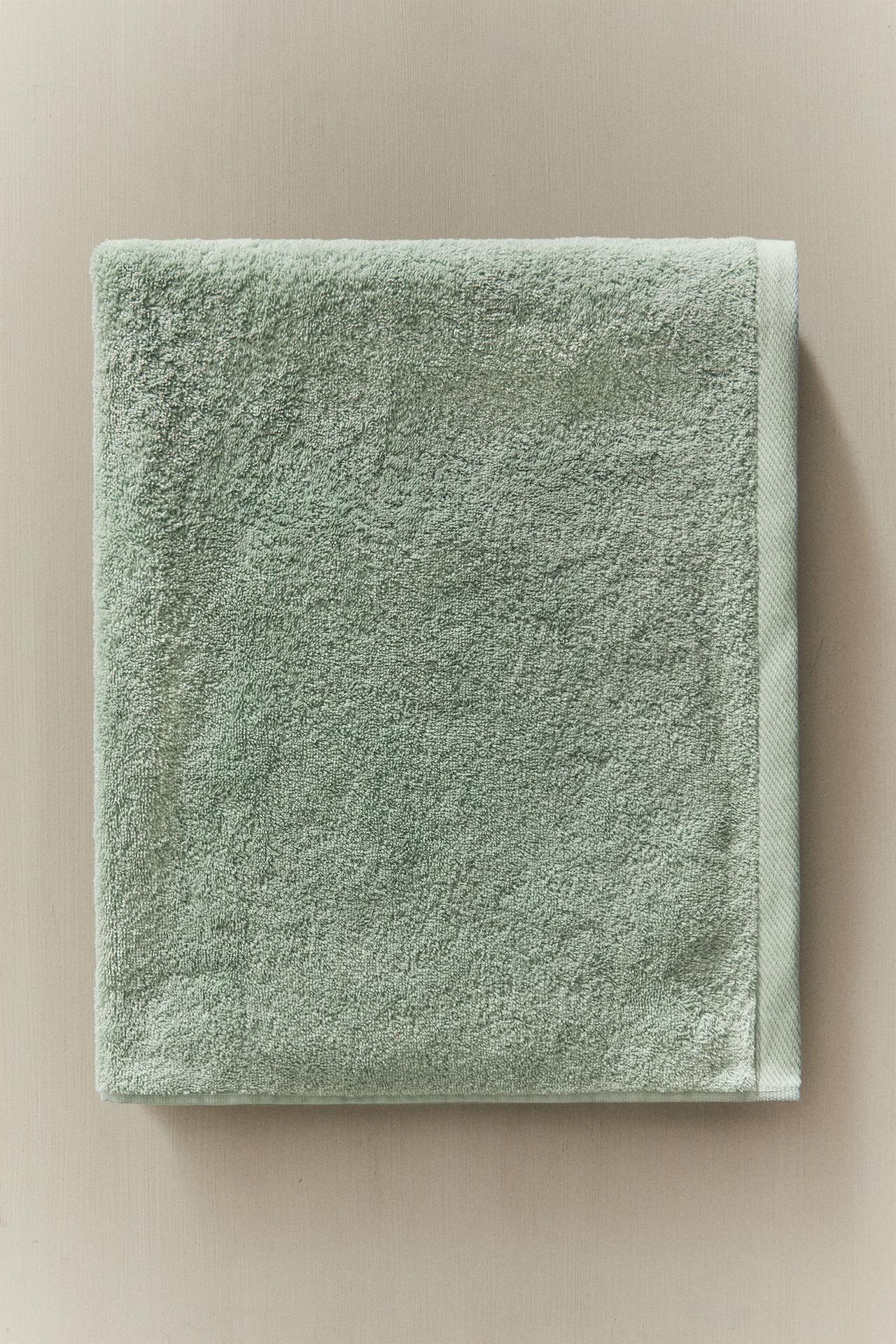 SOLID COTTON TERRYCLOTH BATH TOWEL (500 GSM) — Green / Blue