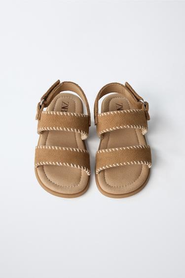 LEATHER BAREFOOT SANDALS - Brown by Zara - Image 7