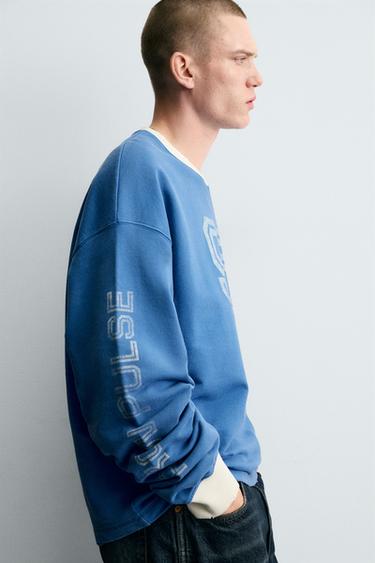 CAMISETA ESTAMPADA LAVADA - Azul claro de Zara