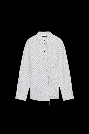CAMISA CUADROS LAZO - marron/blanco de Zara