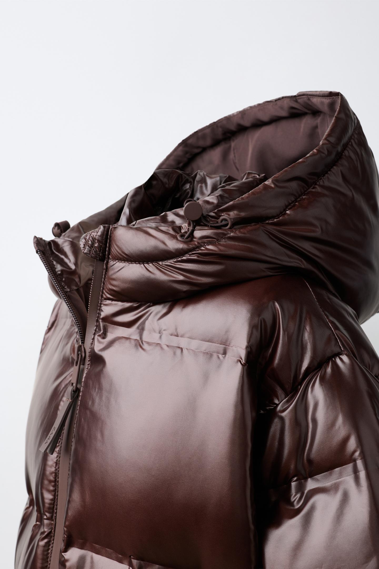 Детская куртка Zara 50/50 Down and Feather Long Technical Puffer, цвет: Коричневый — фото 3