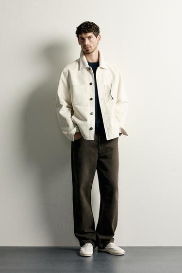 SURCHEMISE REGULAR FIT EFFET DAIM - Blanc cassé de Zara - Image 0