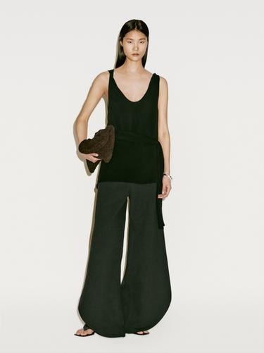 Zara Crepe top with knot detail - Limited Edition - Black - Image 0