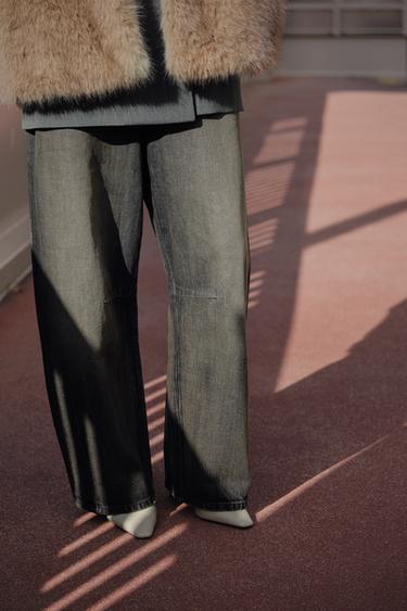 TRF ミッドライズ バギーバルーン デニムパンツブラックZaraのTRF ミッドライズ バギーバルーン デニムパンツ - ブラック